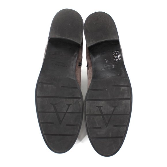 Aquatalia Oribella Grey Suede Leather Side Zip Chelsea Boots 12 Black Heel Shoes